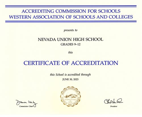 WASC Accreditation Certificate